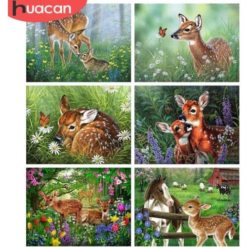 HUACAN 5d Diamond Painting Deer Mosaic Tree DIY Diamond Embroidery Animal Cross Stitch Handicraft Home Decor