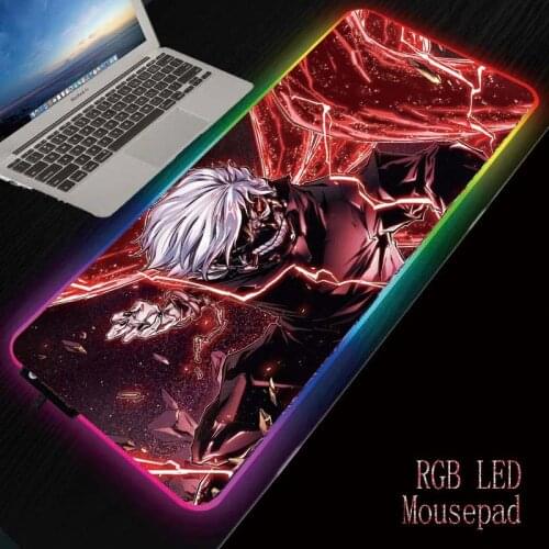 Mairuige Tokyo Ghoul RGB Gaming Mouse Pad Large Computer Mouse Pad Anime Mousepad Backlight Mause Pad Carpet Keyboard Desk Mat