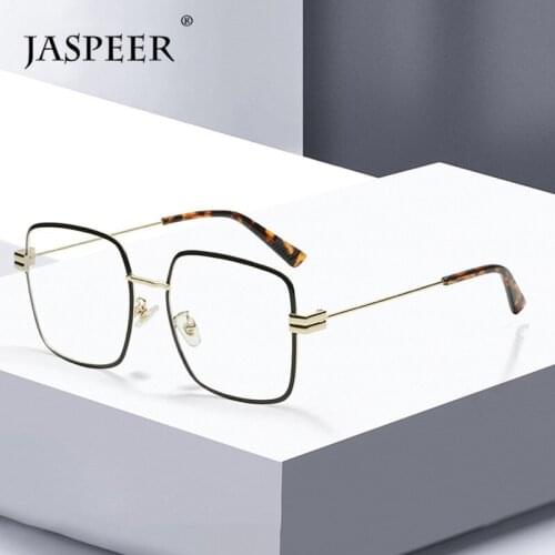JASPEER Oversized Square Computer Glasses Anti Blue Men Vintage Blue Light Blocking Eyeglasses Optical Frames Gaming Eyewear