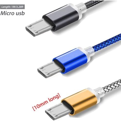 10mm Extra Long Micro USB Charger Charging Cable For Blackview A7/A20/A30/BV6000 Nomu S10 Pro S20 S30 mini adapter cabel Nylon