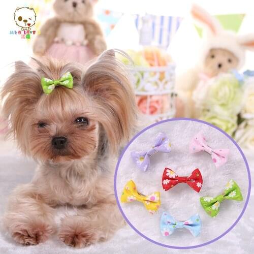 Candy Color Dog Bows Pet Hair Grooming Accessories Decorations Handmade Teddy Yorkshire Chihuahua Boutique Hair Clips 50pcs