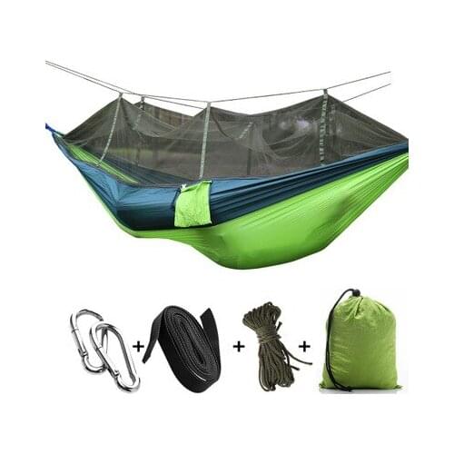 Camping Hammock with Mosquito Net Outdoor Furniture Portable Hanging Bed Strength Parachute Fabric Sleep Swing For Garden