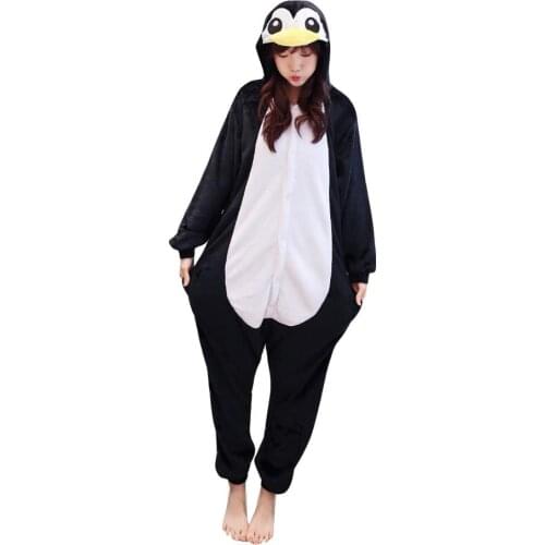 Halloween Homecoming Costume Unisex Adult Onesie Flannel Animal Anime Zipper Penguin Cosplay Costume