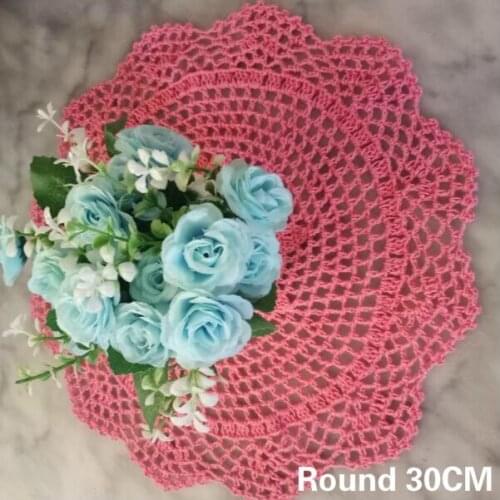 30CM Round Pastoral Vintage Coasters Placemat Craft Doily Delicate Crochet Cotton Lace Table Cloth Mat Wedding Banquet Decor Pad