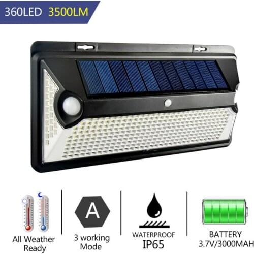 Outdoor Lighting with 360/720 LED Solar Sunlight Waterproof Street Exterior Wall Lamp PIR Motion Sensor Night Security Lighting
