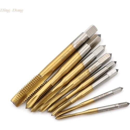 M2/M2.5/M3/M3.5/M4/M5 Spiral Point HSS Titanium Machine Right Hand Tap Drill Thread Plug Handle Taps