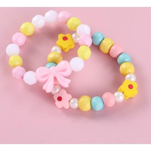 Makersland Jewelry Beaded Bracelet for Baby Girls Bowknot Adjustable Rope Bracelets Children Charms Beads Design Gifts 2020 New