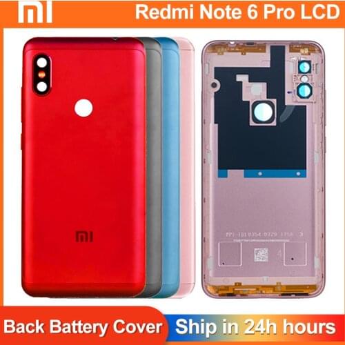 New Back Battery Housing Cover For Xiaomi Redmi Note 6 Pro Global Case Replacement Parts Power Volume Buttons + Camera Lens