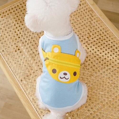 Pet Dog Clothes Soft Puppy Sleeveless Cartoon Vest Clothing with Zipper Bear Bag Brrathable Dog Outdoor Clothes Supplies