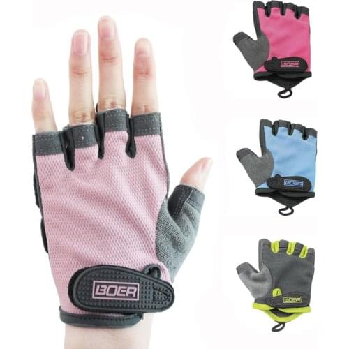 Unisex Half Finger Fitness Gym Workout Gloves Non-slip Silicone Padded Leather Palm For Weight Lifting Training Rowing Cycling