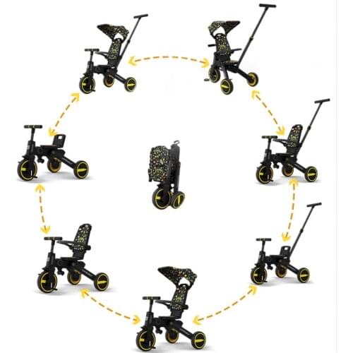 On Sale Hot 7 in 1 light stroller car two way carriage Child balance Kids tricycle sliding artifact folding lightweight Cart