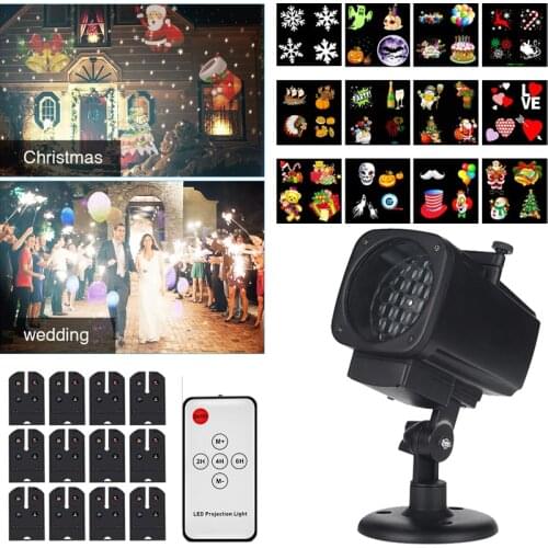 Christmas Projector Lights Waterproof LED Laser Snowflake Projector 12 Film Cards Stage Light for New Year Christmas Home Garden