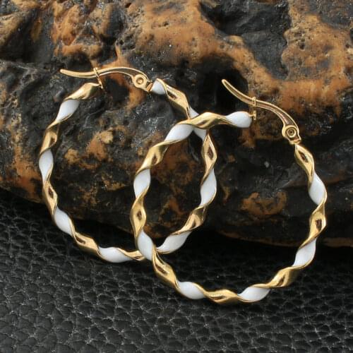 Newest Fashion Stainless Steel Jewelry Simple Round Hoop Earrings Personality For Woman Bijoux Femmes Joyas Mujer Store EFGZBMAE