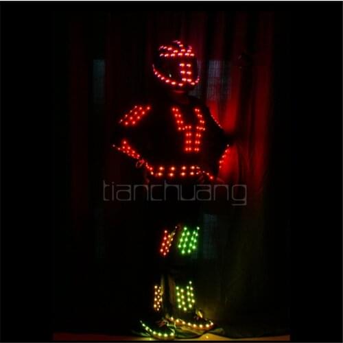 TC-158 Programmable led clothes ballroom robot led costume stage party dance wears dj club colorful suit model dress performance