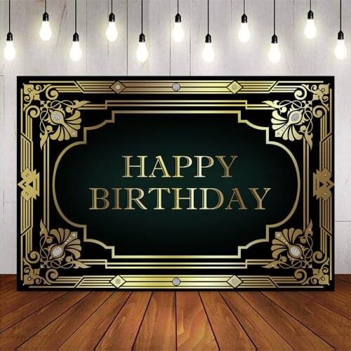 The great gatsby gold glitter backdrop happy birthday theme party decoration supplies background for picture photo shoot custom
