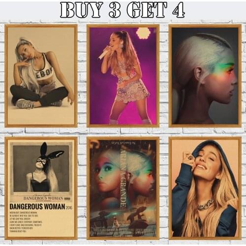 Vintage Ariana Sweetener Girl Pop Star Retro Poster Wall Art Stickers Wall Decor For Home Room Cafe Bar Painting Decals
