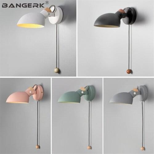 Rotate Sconce Wall Lights Modern Iron Pull Switch LED Wall Lamp Loft Decor Bedroom Bedside Home Lighting Fixtures Luminaire