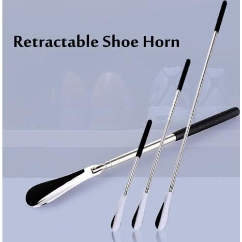 Retractable Shoe Horn Home Adjustable 3-sections Stainless Steel Material 31-65CM Non-slip Handle Professional Metal Shoe Lifter