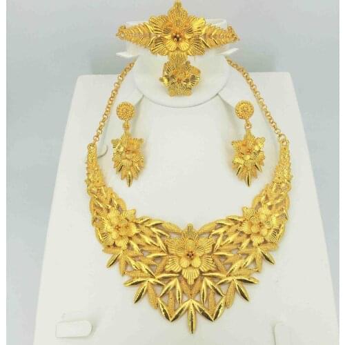 Jewelry Explosion Models Alloy Jewelry Set Necklace Earrings Bracelet Ring Factory Direct Two-Piece Set