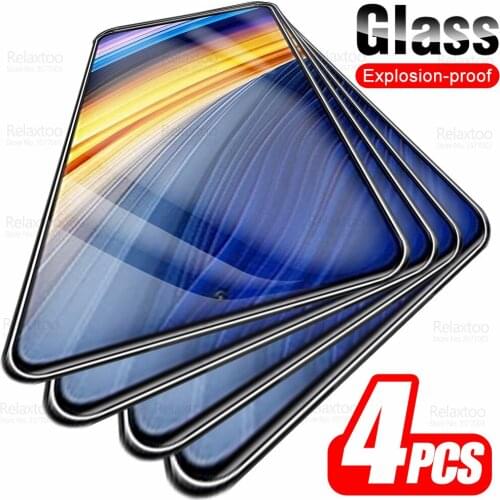 4pcs Tempered Glass For Xiaomi Mi Poco X3 Pro F3 GT M3 F1 Xiomi Poko Pocophone F 1 M X 3 NFC 5G Screen Protector Protective Film