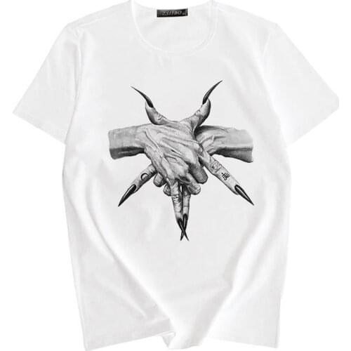 Horror Long Fingernails Women T-shirts Tops Tshirt Crew Neck Fitted Soft Tee TShirt Streetwear Clothes High Quality