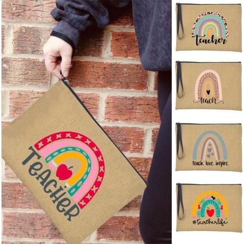 Rainbow Teacher Women Envelope Bag Fashion Handbag Clutch Summer Beach Shoulder Tote Travel Makeup Pouch Cosmetic Case Best Gift