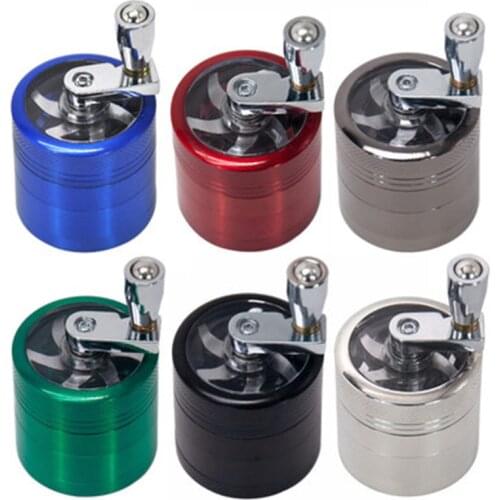 4-layer Tobacco Grinder Manual Aluminum Herbal Herb Mill Spice Crusher Smoke Grinder Crusher Hand Crank Muller Smoking Accessory