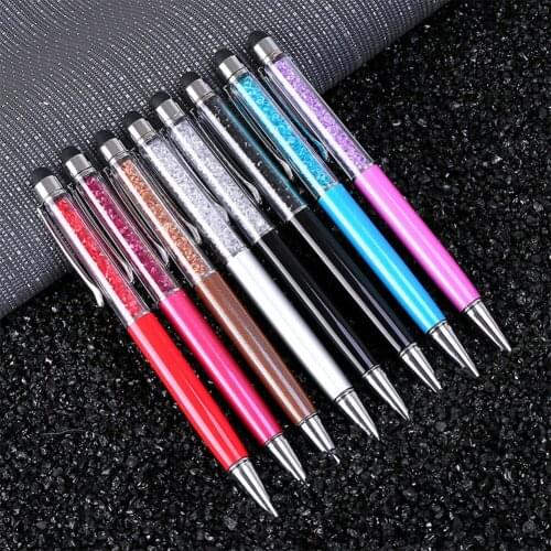5PCS Random Colorful Crystal Pen Diamond Ballpoint Pens Fashion Creative Stylus Touch Pen Novelty Gift Office Material School