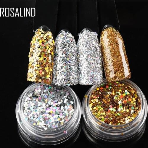 ROSALIND Nails Accessoires Gel Polish Holographic Chrome Pigment Luminous Powder Paillette Sparkle Manicure Sequin Set
