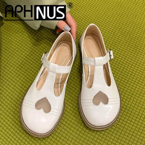 APHNUS Womens Shoes patent leather Low Mid Heels Pumps Flats Woman 2021 Shoes For Women New