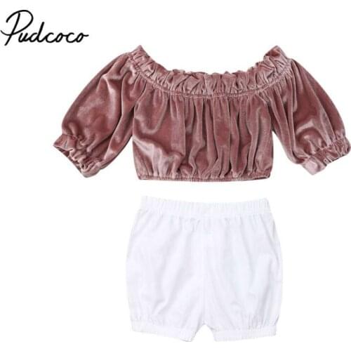 Newborn Baby Girl Velvet Clothes Set Fashion Long Sleeve Solid T-shirt Tops White Shorts Girls Casual Outfits Sets 6M-3Y