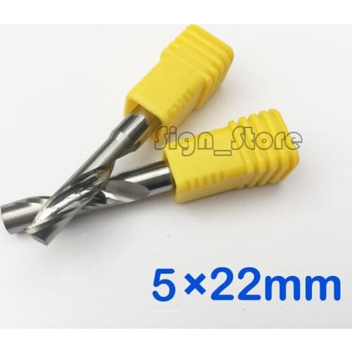 Free shipping 2pcs/Lot CNC tools 5mm * 22mm Carbide engraving router bit Single flute Aluminum end mill cutter