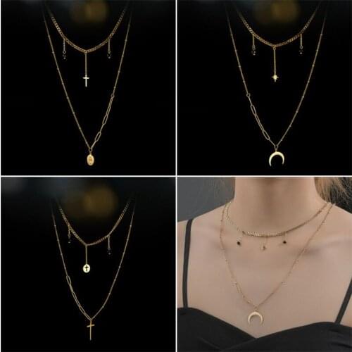 Stainless Steel Double-layer Chain Necklace Simple Personality Overlay Net Red Fashion Clavicle Chain Neck Ornament For Women