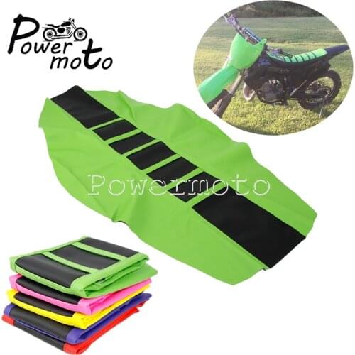 Green MX Motocross Ribbed Gripper Seat Cover Dirt Racing MX Seat Pad For Kawasaki KLX KXF KX65 KX85 KXF250 KX450F KLX110/140