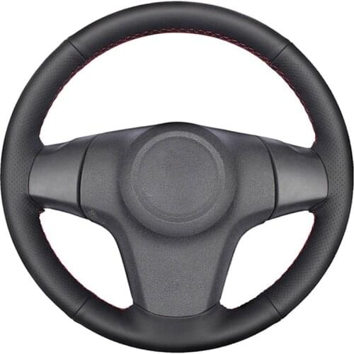 Black Faux Leather Car Steering Wheel Cover for Chevrolet Niva 2009-2017 (3-Spoke) Opel Corsa (D) 2006-2015 Vauxhall Corsa (D)