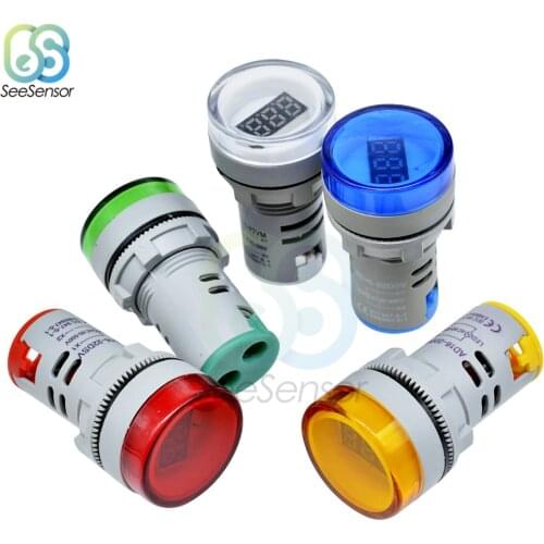 22mm Round Mini Digital Voltmeter AC 60-500V Volt Voltage Tester Meter Monitor Power LED Indicator Pilot Lamp Light Display