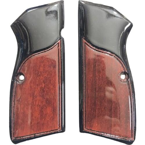 Belgium Browning Hp 14 Compatible Special Series Laser Cut Bright Black Brown Wood Grips Mod33
