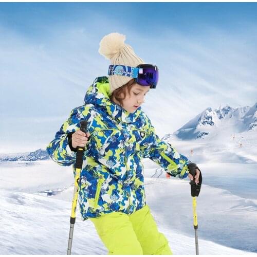 Kids Boys Girls Warm Teens Skiing Jackets Pants Hooded Fleece Inside Children Winter Clothings Waterproof Skiing Snowboard Suit