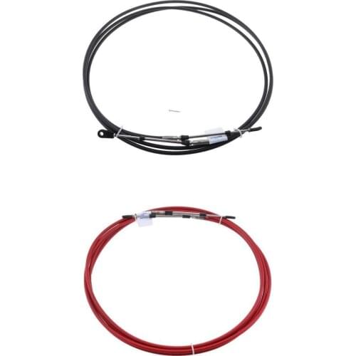 2 Pieces Red + Black Engine Throttle Shift Control Cable Assembly 080 Series Type for Yamaha Outboard 8 FT