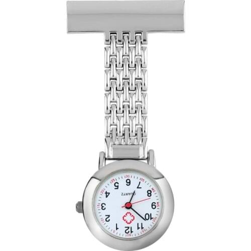 OUTAD Nurse Pocket Watch Stainless Steel Arabic Numerals Quartz Brooch Nurse Pocket Fob Watch