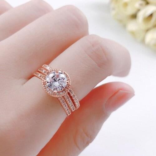 925 STERLING SILVER COLOR RINGS FOR WOMEN WEDDING ENGAGEMENT DIAMOND RINGS SETS ANNIVERSARY BAND RING 14K ROSE GOLD JEWELRY GIFT