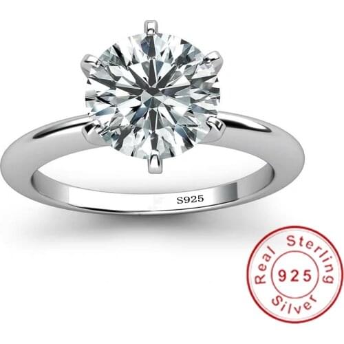 2020 Solitaire 1ct Lab Diamond Ring Real 925 sterling silver Wedding band Rings for Women men Anniversary Party Jewelry Gift