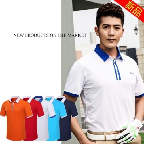 Golf Shirt Men Summer Turn Down Collar Breathable Anti Sweat Mans Golf Sport Tops Shirt Clothes D0659