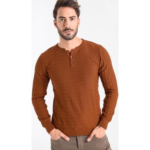 Heyss O Neck Button Male Knitwear Sweater