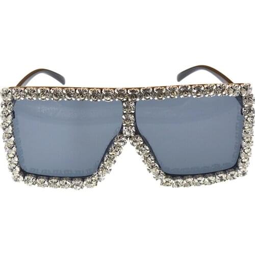 Oversized Square Sunglasses Women Trendy Fashion Ladies Retro Crystal Sun Glasses Sexy Tinted Color Lens