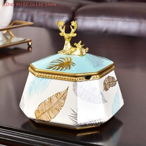 Creative Personality Ceramic Ashtray Household Office Storage Box Anti Fly Ash with Cover Large Capacity Ashtray Home Decoration
