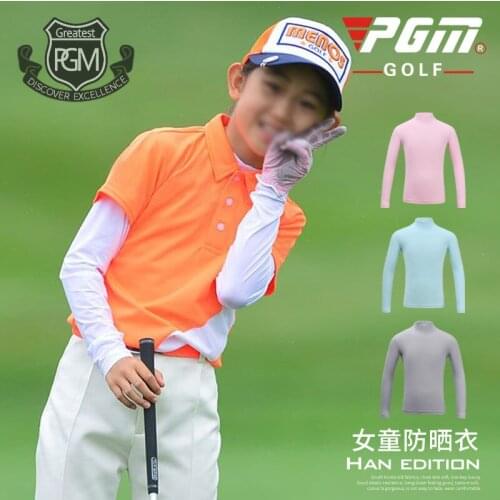 PGM Children Girl Summer Ice Silk Long Sleeve Shirt Sports wear Sunscreen Shirt Breathable Somfort Children Golf/tennis Clothes