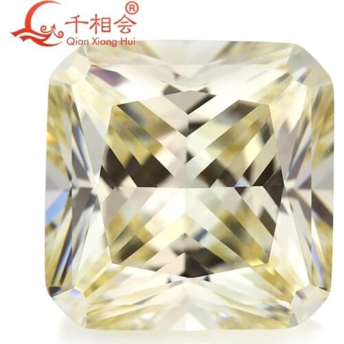MN yellowish white color square shape step cut for cubic zirconia loose CZ stone made by Qianxiang Hui 10pcs per bag