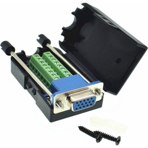 DB15 Connector VGA Breakout DB15 Terminal VGA Female Connector D-Sub DB15 VGA Female 3 Rows 15 pin Plug Breakout Connector