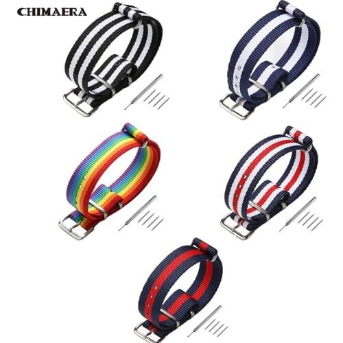 CHIMAERA Watch Bands Nylon Strap18mm 20mm 22mm Pin Buckle Multi Color Option Military diving Strong Stripe for Nato Zulu
